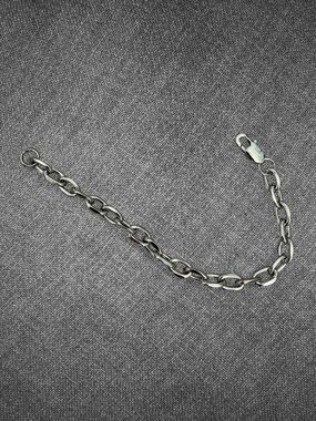 Silver Oval Link Chain Bracelet Lobster Clasp